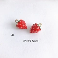 Detailed close-up of 3D red enamel strawberry pendants with gold-tone seed accents - 4# (18*12*2.5mm)