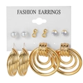 5-piece gold-tone earring set featuring pearls, infinity studs, and layered hoops - 5 Pairs Set / Gold