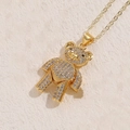 Collana con ciondolo a orsetto placcata oro 14K con zirconi incastonati e lucidi - Zircone Oro Vero 14K
