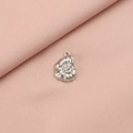Detailed view of a silver shell-shaped stainless steel pendant on pink fabric background - 5# Shell Style