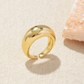Macro detail of a minimalist gold-plated ring with polished finish on textured background - Adjustable Open / Gold Egg Shape