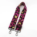 Close-up of leopard print adjustable bag strap with metallic hooks on white background - Rose Red With Gunmetal Buckle