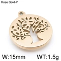 Pendentif Arbre de Vie rond de 15 mm en acier inoxydable doré rose pour colliers - 15mm / Or rose