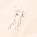 Orecchini pendenti minimalisti in acciaio inox con occhio greco su sfondo in tessuto beige - Orecchini pendenti a nappa lunga / 4# Orecchini d'Argento