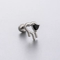 Liquid metal heart stud earring with black zircon stone in a gothic spider web style - Liquid Drip Heart Black Zircon (A82-1#)