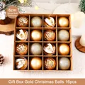 Set di 16 palline di Natale da 6 cm in oro e bianco con finiture opache e glitter - 16 Pezzi In Scatola / Oro 6cm 16 Pezzi