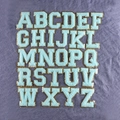 Set di 26 toppe con lettere in ciniglia verde menta con bordo in paillettes dorate - 8cm/Blu/Set di 26 Lettere