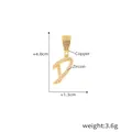 Chic 18k gold plated copper letter D pendant with micro-set zircons and dimensions - Letter D