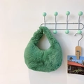Sac à main en peluche verte à texture douce pour la mode automne et hiver chic - Vert