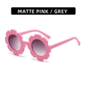 Flower-shaped kids sunglasses in matte pink frame with grey lenses - Matte Pink Frame Grey Lens