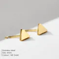 Elegant minimalist triangle stud earrings made of stainless steel with 14K gold finish - Triangle (YE14812) / 4mm / Gold