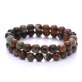 Natural prehnite and rainbow gemstone beaded bracelet with polished multicolor stones - Round Beads / Snakeskin Jasper
