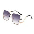 Fashionable square frame sunglasses with purple gradient lenses and gold snake-shaped legs - Golden Frame/Grey Gradient Lens