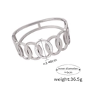 Silver hollow oval geometric bangle with white crystal pavé in stainless steel - Steel Color Zirconia Oval Interlock Bangle