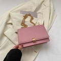 Elegante borsa trapuntata rosa con catena dorata e raffinata chiusura in metallo - Rosa