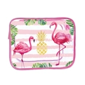 Pink flamingo and pineapple pattern PVC storage bag with trendy striped background - 114-Tropical Mix Stripe