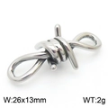 Industrial style silver thorns knotted link charm in polished steel finish, 26x13mm size - Medium Barbed Wire Pendant Accessory (KLJ8654-Z)