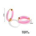 Pink enamel hoop earrings with gold-plated finish, height 1.7cm and width 0.3cm - Light Pink