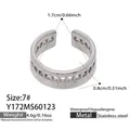Silver finish stainless steel open ring featuring roman numeral hollow carvings in size 7 - Size 7 / Roman Numeral Hollow (Y172)-Silver