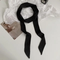 Elegant solid black narrow skinny scarf tied on a handle or worn as a headband hair ribbon - 200cm / Black
