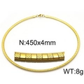 Flat gold-plated stainless steel snake chain necklace with embossed diagonal texture, 4mm width - Twill Embossed Style (KN35036-Z)