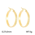 Gold-plated C-shaped hoop earrings 27x3mm with grid texture and 5g weight data - Style B Gold Color Grid Texture