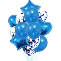 Kit de ballons bleus avec étoiles et cœurs pour décoration de fête - Bleu clair