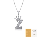 925 silver letter Z necklace with moissanite crown pendant on a white mirror background - Letter Z (with GRA Certificate)