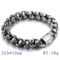 Pulsera gótica de calaveras para hombre en acero inoxidable plata antigua 225x12mm - 225x12mm / Color Acero