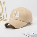 Classic khaki twill baseball cap with white 3D embroidered CA letters in sporty style - Khaki (CA Pattern)