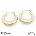French retro U-shaped snake pattern earrings in two-tone 18K gold plated steel - Two-Tone Snake Texture U-Shape Style (KE112455-KFC)
