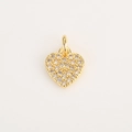 Elegant gold heart pendant with micro-pave zircons for DIY jewelry making - Pave Heart