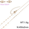 Minimalistische roségouden roestvrijstalen ketting met platte schakels en karabijnsluiting - Roségouden Stijl (KN118595-K)