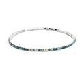 2.0mm silver elastic tennis bracelet with small round colorful blue and iridescent crystals - Silver Multi-layer Iridescent Blue Rhinestone
