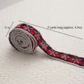 Red and black buffalo plaid Christmas ribbon with snowflake prints and fuzzy white trim - #19 (Plaid Snowflake Fringed-4.0cm)