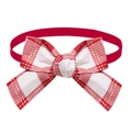 Classic red and white checkered pet bow tie with elastic strap for dogs and cats - Red and White Grid Pattern