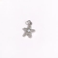 Pendentif étoile de mer argenté avec cristaux étincelants et une perle centrale - Étoile de Mer de Perle Argentée (Style 21)