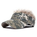 Camo visor cap with light brown fake hair wig for men, stylish outdoor headwear - S(54-56cm) / Digital Camo Coffee Khaki/Brown Wig