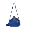 Sac bandoulière bleu à pampilles avec clous métalliques et chaîne élégante en cuir - Bleu