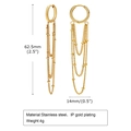 Detail view of gold-plated stainless steel tassel earrings with measurements and weight - One Pair / Gold