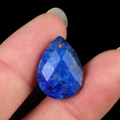 Lapis lazuli faceted water drop pendant with natural golden pyrite spots and pre-drilled hole - Lapis Lazuli
