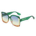 Fashion square oversized green sunglasses with blue-yellow gradient lenses and tortoise accents - Green and Tortoiseshell Frame Blue Yellow Lens