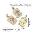 18K gold plated copper cross pendant with purple opal and white zircon micro-inlays - Style H-Purple Opal