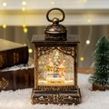 Farol de Navidad en bronce con muñecos de nieve y efecto de purpurina LED cálida - Nuevo Hueco Plano Doble Muñeco de Neve