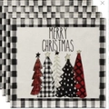 Christmas placemat set with buffalo plaid trees and Merry Christmas text decor - Black and White Plaid Christmas Tree (Pack of 4)