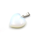 20mm natural opalite heart-shaped crystal pendant with polished metal clasp - Opal (Synthetic)