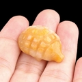 Mini yellow gemstone hedgehog carving, small natural stone animal figurine for decor - Yellow Jade