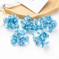 Sky blue artificial hydrangea silk flower heads for DIY hair accessories and wedding decor - Lake Blue