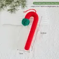Knitted Christmas red candy cane ornament with green pompom detail for tree decor - Small Red Candy Cane with Green Pompom