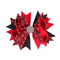 Detalle del lazo de Navidad a cuadros con centro de diamantes de imitación de copo - 3# Rojo Negro Buffalo Plaid